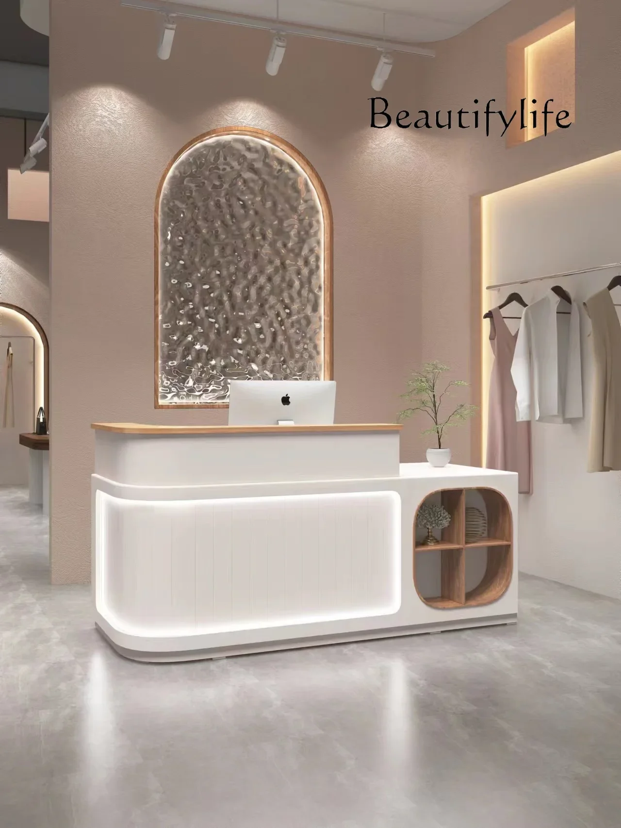 new Cashier Bar Reception Front Desk Clothing Store Shopping Guide Desk Store Small Beauty Shop L-shaped Cabinet Designer