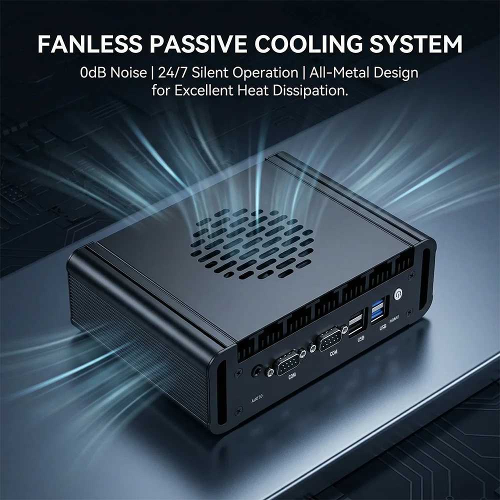 Fan Mini Pc Intel Ultra 5 125H 2Lans 4K 2HDMI 2DP Desktop Mini Computer WiFi 2xRS232 COM Windows11 Ubuntu PXE Firewall Router
