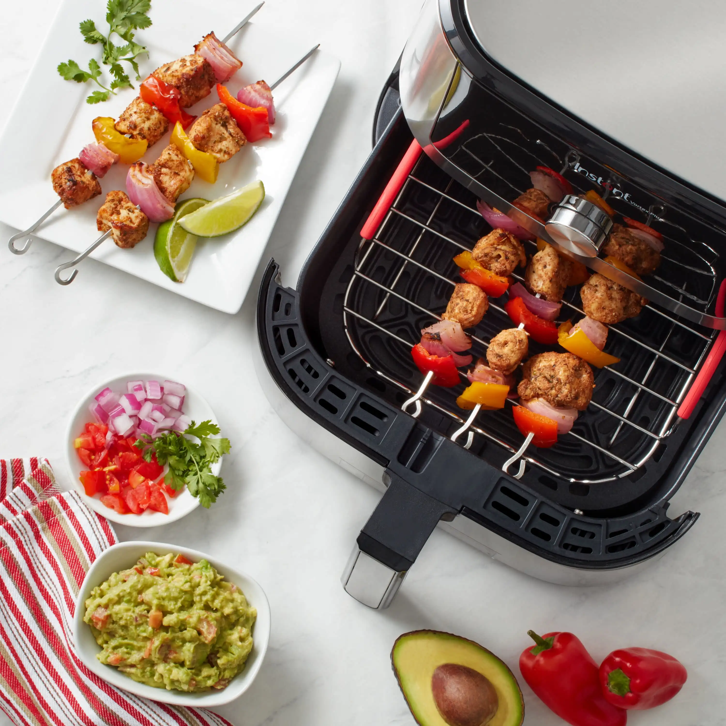 Instant Vortex/Air Fryer Official Grill and Lifting Rack with Skewers, 6-Piece Stainless Steel Set