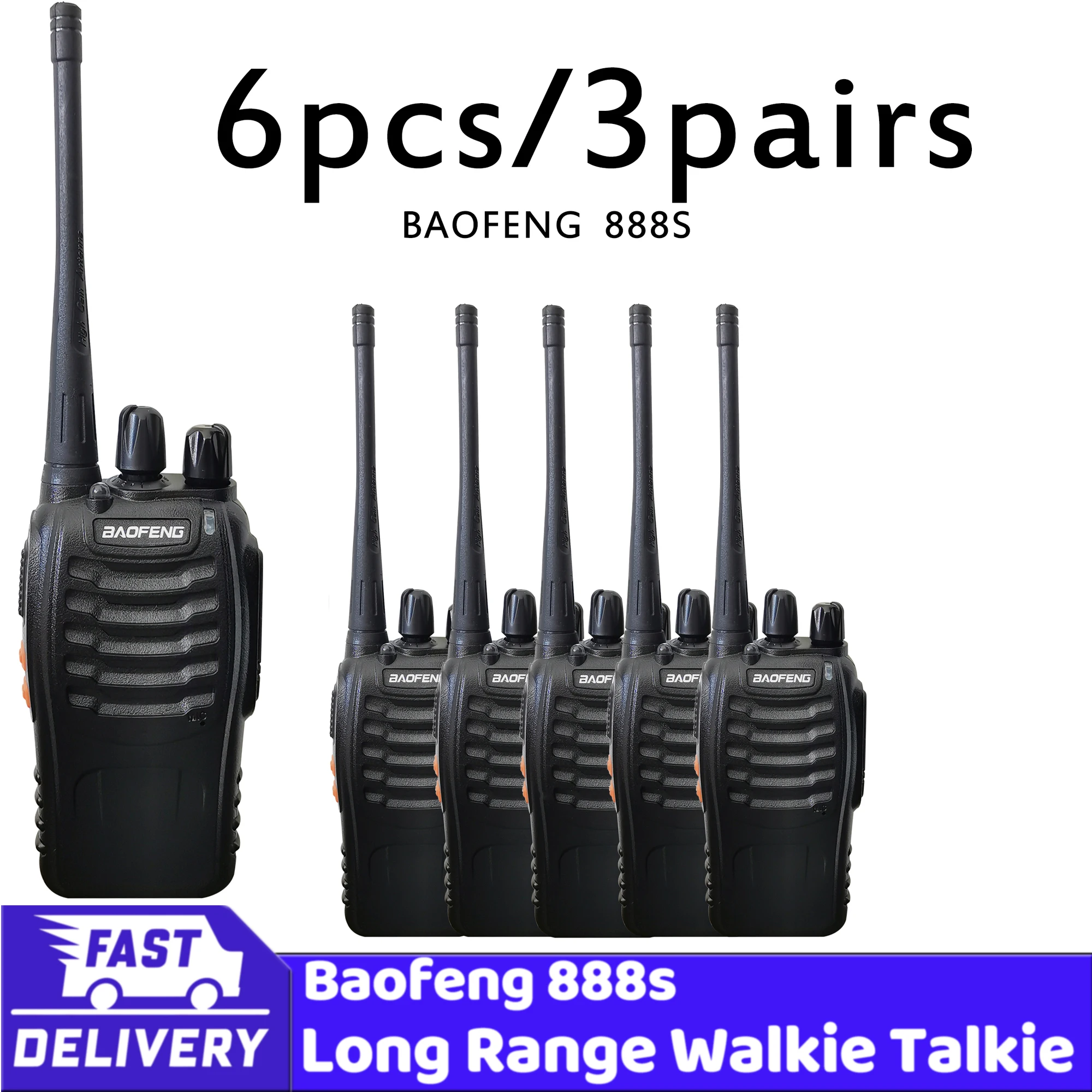 Factory wholesale Fast Shipping 6pcs / Lot  Baofeng BF-888S 5km Long Range Walkie Talkie UHF 400-470MHz Ham Two Way Radio