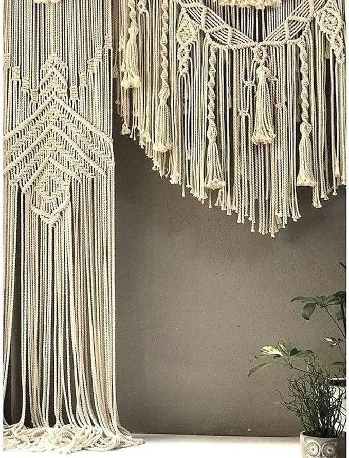 Handmade Macrame Large Curtain Bohemian Decoration Wall Arch Backdrop Wedding Wall Hanging W 75 x L 85 Inch, W 75 x 85 Inch