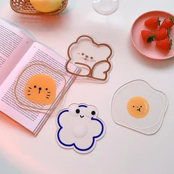 1pc Creative Cartoon  Acrylic Transparent Bear Coaster Pad Ins Cute Coffee Cup Mat Tea Holder Irregular Non-slip