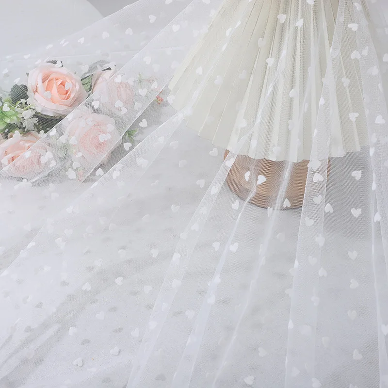 아름답고 사랑스러운 봉제 하트 복숭아 하트 메쉬 원단 공주 원피스 장난감 머리 장식, 머리 매듭 베일 발렌타인 데이 장식