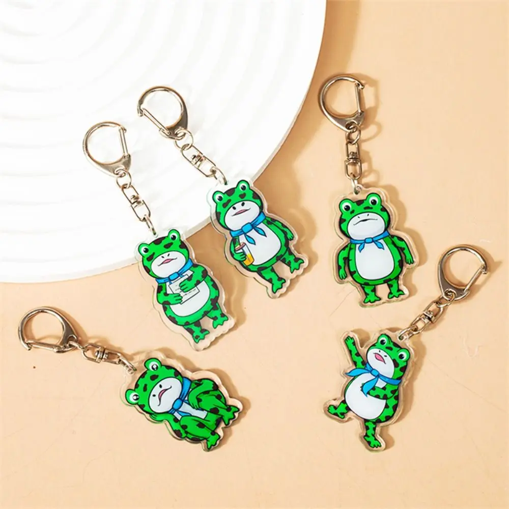 Cute Acrylic Frog Keychain Cartoon Animal Car Key Chains Ring For Men Women Backpacks Bags Pendent Jewelry Gifts