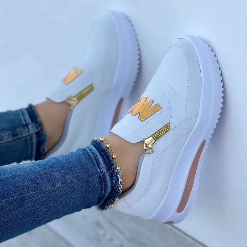 New Women Fashion Wedges Sneakers Casual Side Zipper Platform Shoes Ladies Solid Shoes Zapatillas Mujer Women Shoes Trainers