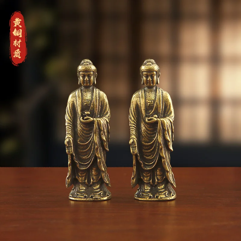 

Латунная статуя Шакьямуни, креативный Тысяча персонажей Будды, офисное украшение для дома, винтажное антикварное портативное украшение Будды
