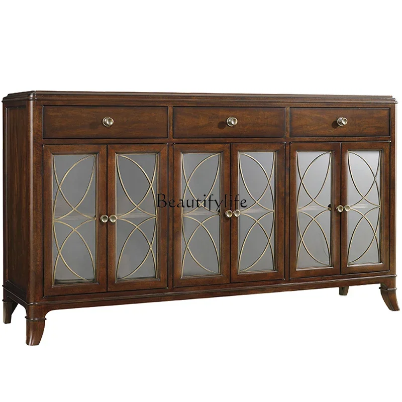 

FG40Pure American Retro Country Villa Буфет из цельного дерева Европейский новый классический коричневый сервант