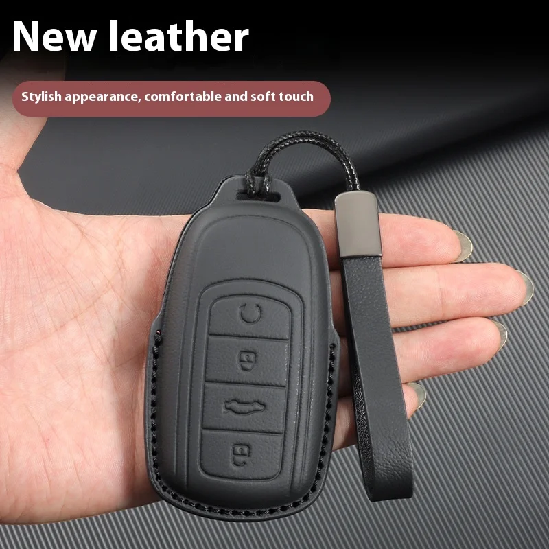Genuine Leather for CHERY Omoda 5 Tiggo 8 Pro 9 Arrizo 5plus Tiggo 3 5X Plus Jaecoo J7 8 Exeed TXL Car Key Case Cover Keychain
