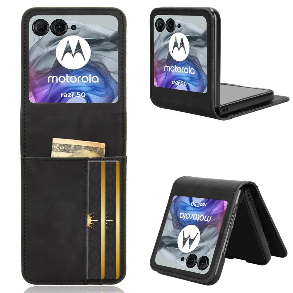 For Motorola Razr 50 Luxury Leather Flip Wallet Phone Case For Moto Razr 50 Case Stand Function Card Holder image 6