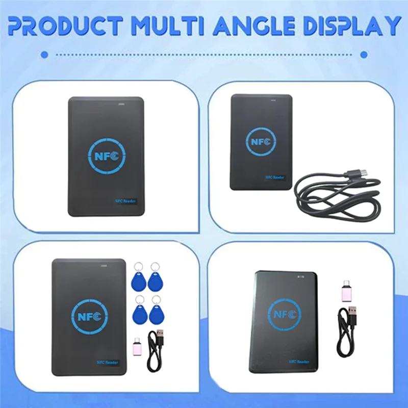 AA60-5-Band NFC قارئ الشرائح الذكية/الكاتب + 4XUID المفاتيح 125K 13.56M ناسخة HID الناسخ العلامة استنساخ ID IC المفاتيح مفتاح نسخة