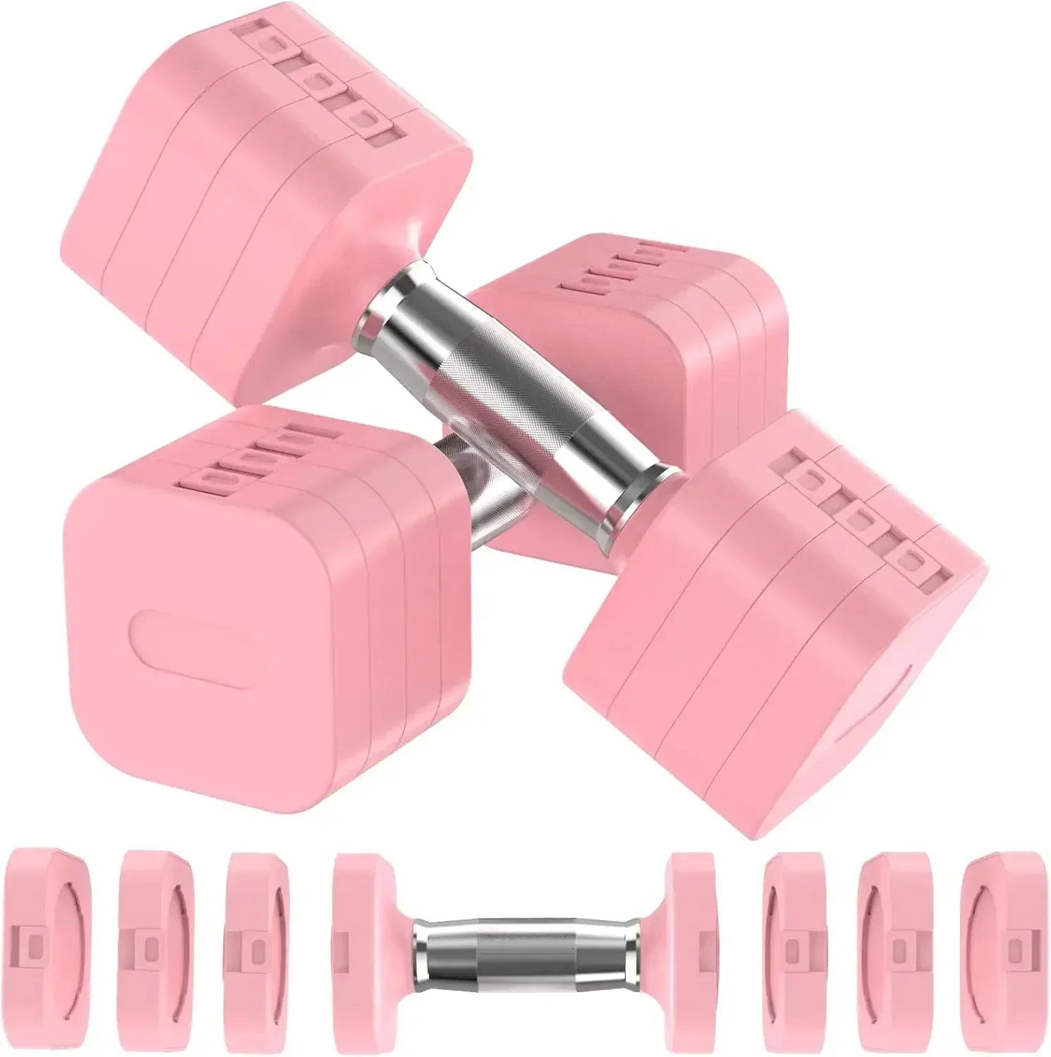 Adjustable Dumbbells Set of 2 with 4 Levels 4.4lb 6.6lb, 8.8lb, 11lb, Hand Weights Sets for Women/Men Home Gym Full Body Workout