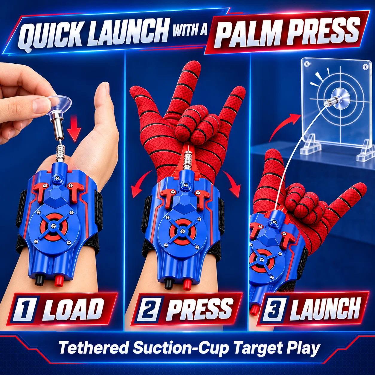 Web Shooter Toy, Wrist Rope Launcher, USB Rechargeable Auto Reel, Suction Cup, Glove, Superhero Role Play for Kids, Outdoor Play