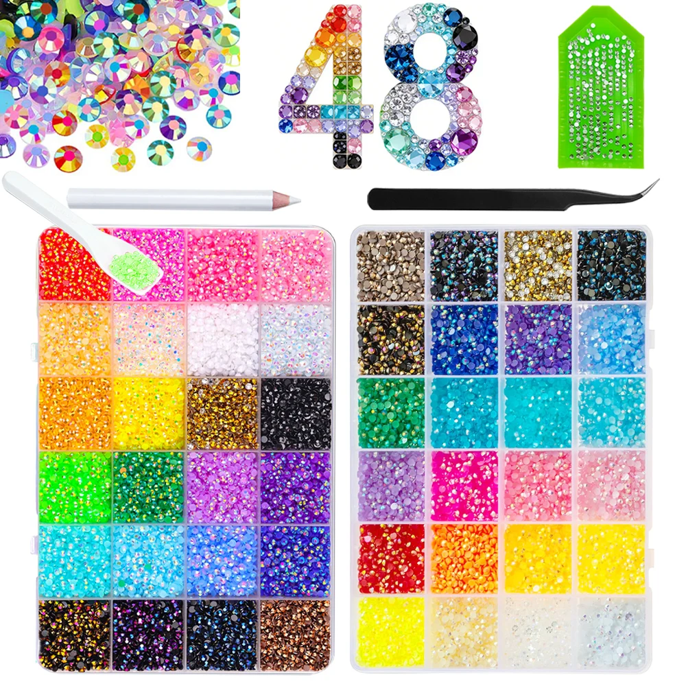 2 Boxes Rhinestones for Bedazzling Kits, Multicolor 3mm Resin Flatback Gems for Diamond Art, Bedazzler Kit