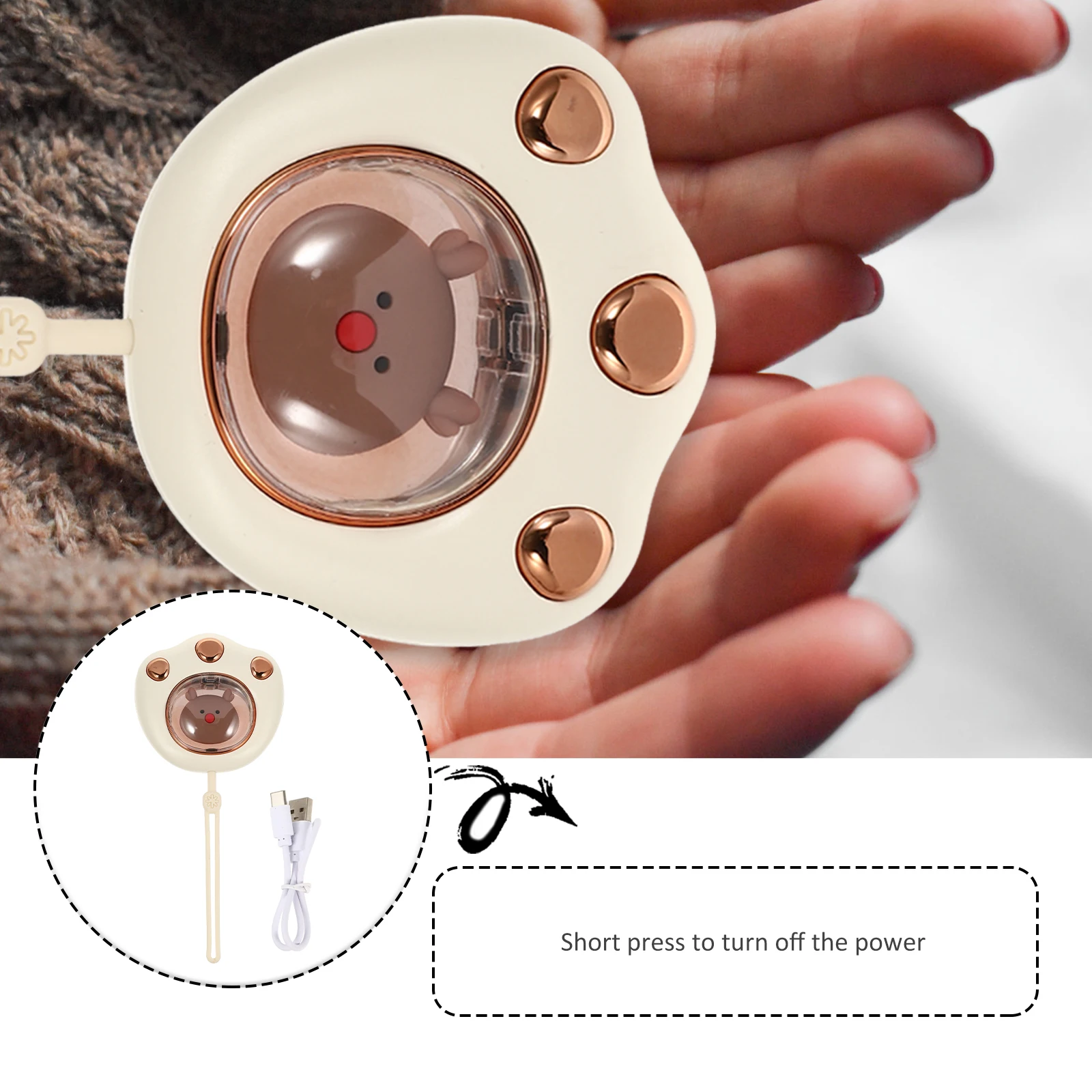 

Hand Warmer Portable Cat Claw Cute Cartoon Pattern Comfortable Plastic Warm Tool for Winter Outdoors Cat Claw Hand Warmer