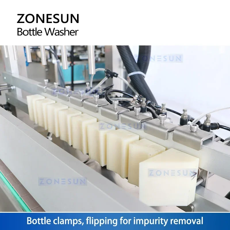 ZONESUN ZS-XPJ8 8 cabezales máquina automática de enjuague de botellas de vino anión jarra de vidrio rotativa limpieza de lavado a presión