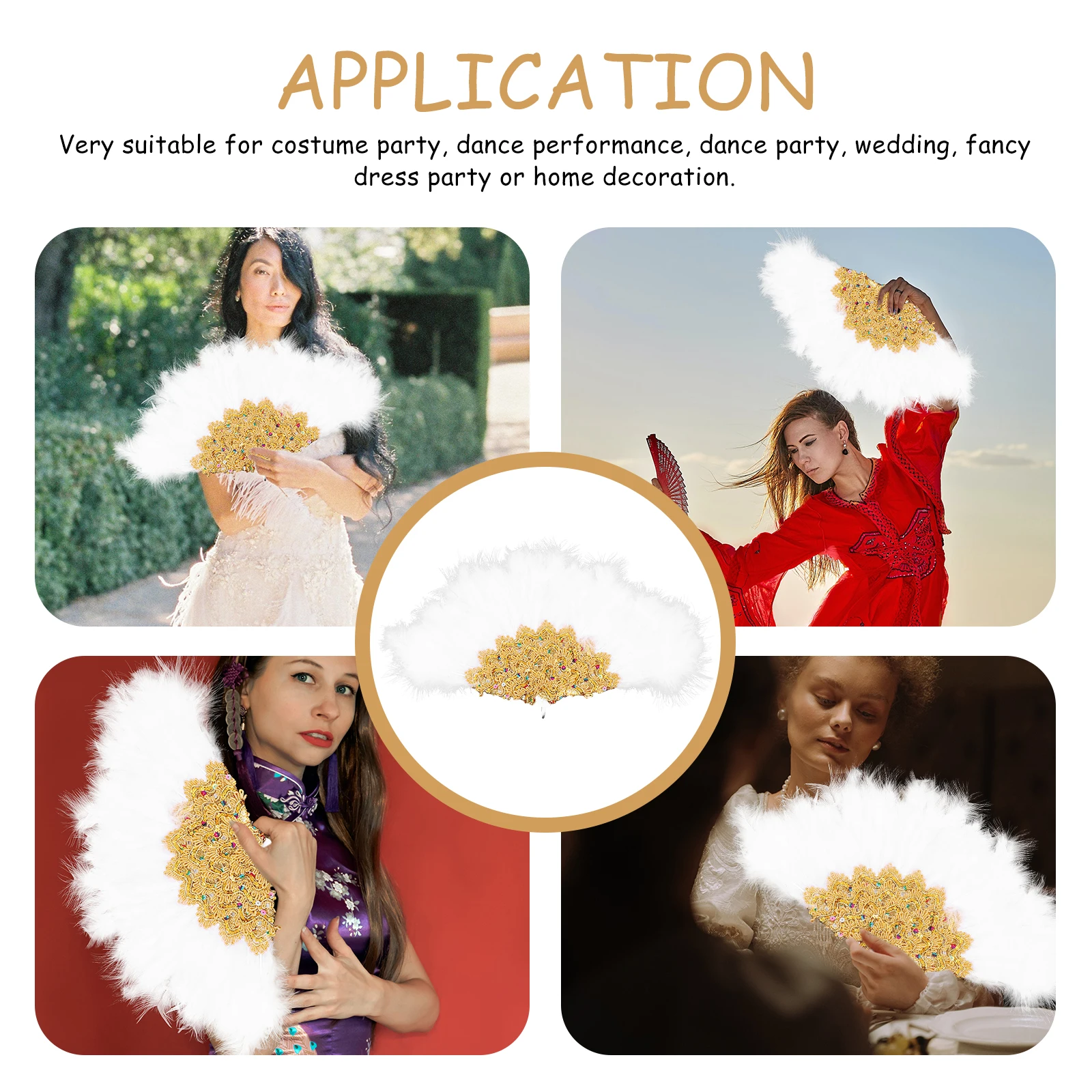 

Fan H held Gold Wedding Plumage Decorative Bridesmaid Bridal Party Prop Fashion Performance Stage Accessories