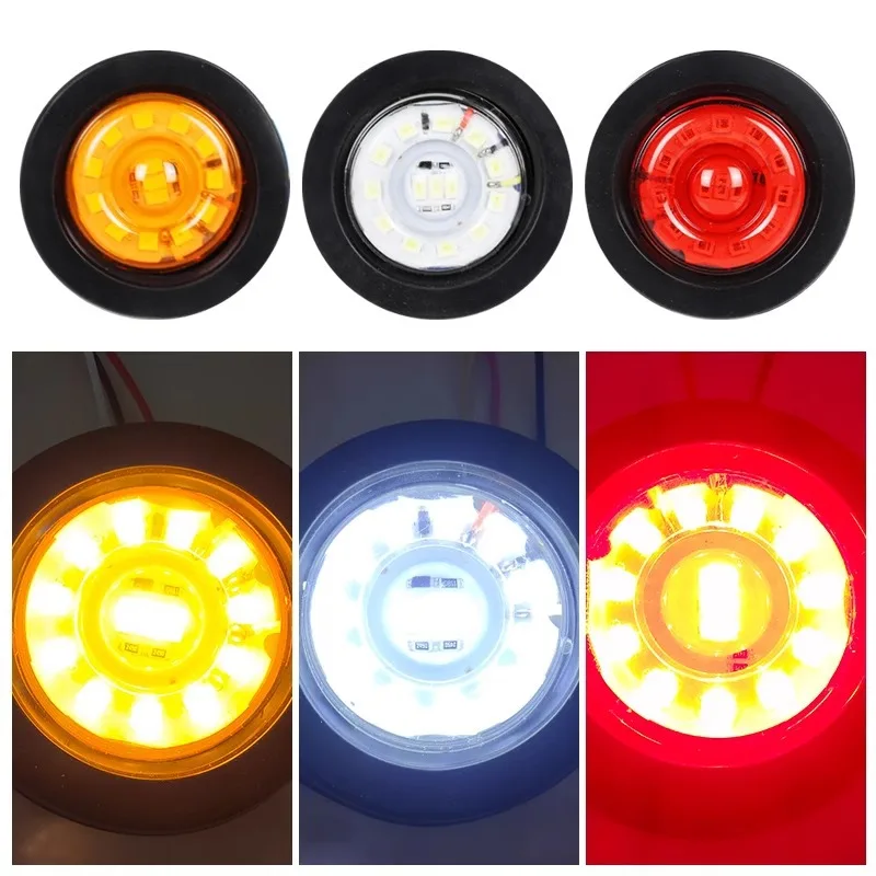 12V 24V Amber Red LED Side Marker Light Waterproof Truck Trailer Clearance Lamp for Vehicle Exterior Night Visibility