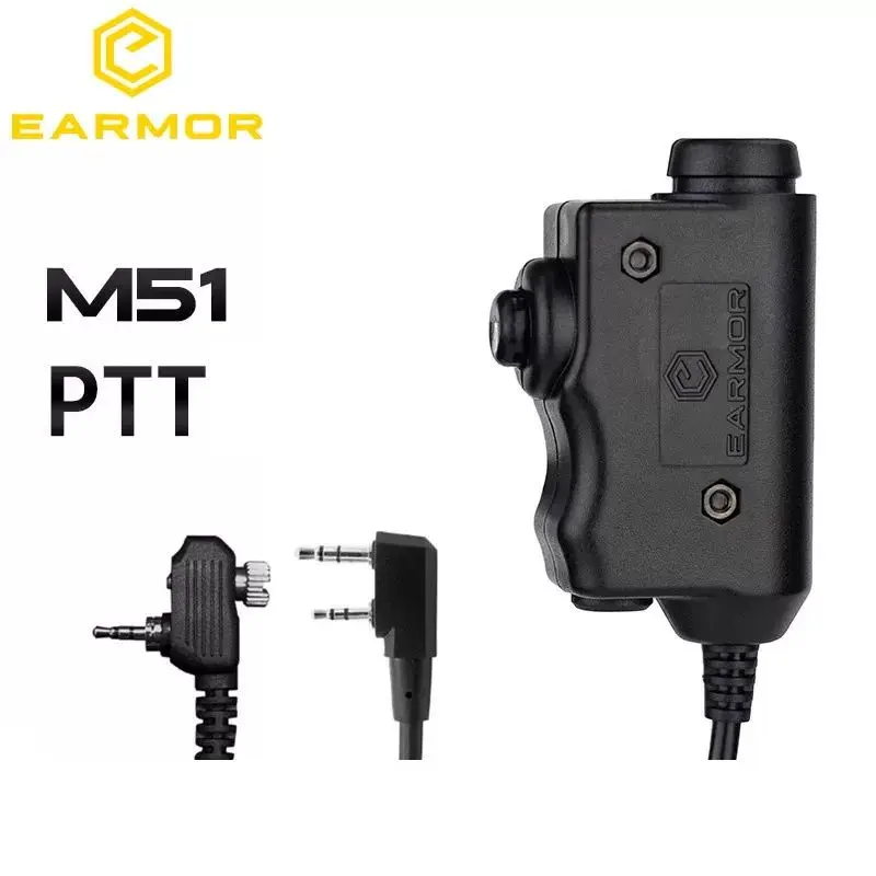 Original EARMOR M51 PTT Adapter Airsoft Tactical Headset Kenwood(for baofeng) Plug Tactical Headset Accessory