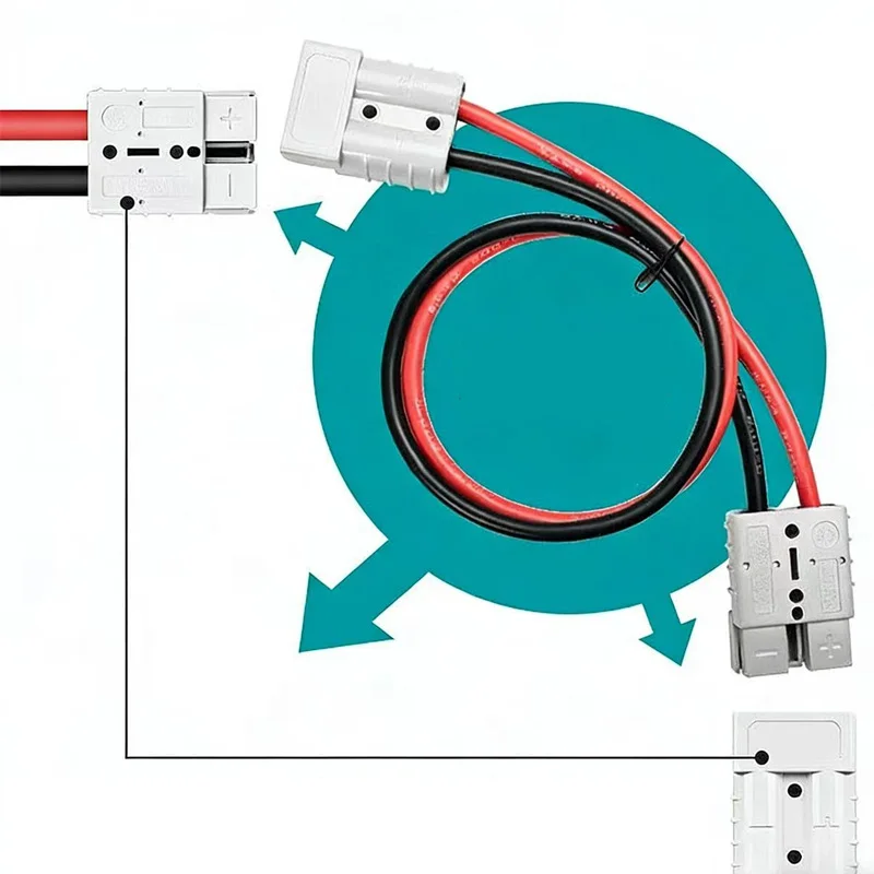 50A Aoders Plug Extension CableElectric Car Tricycle Forklift Lithium Battery Charging Interface 8AWG/10AWG/12AWG Power Line