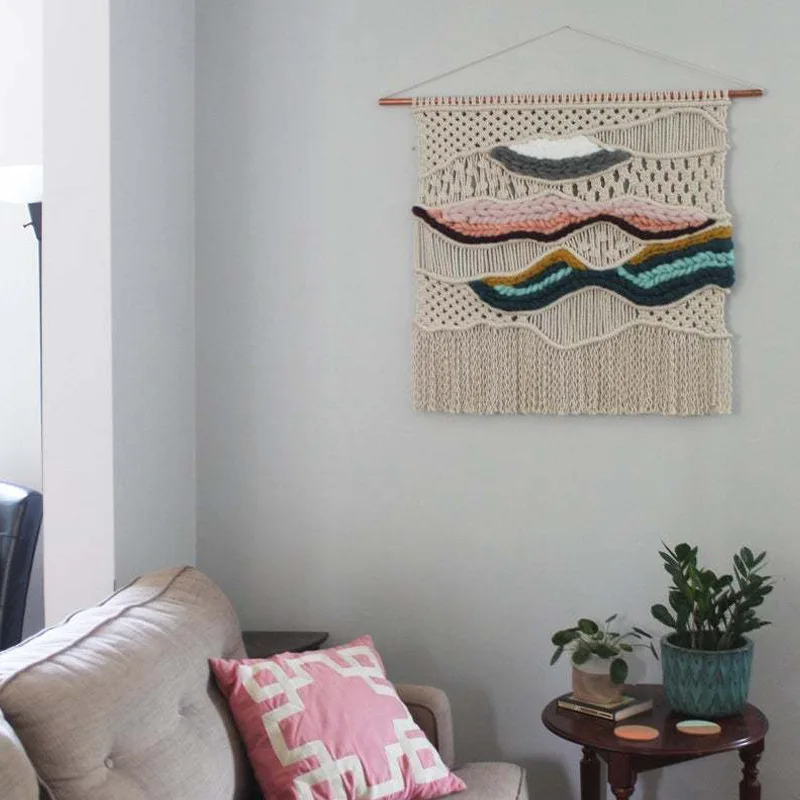 Hand-woven tapestries Nordic famous hotel wall restaurant clothing store milk tea shop decoration light luxury wall decoration