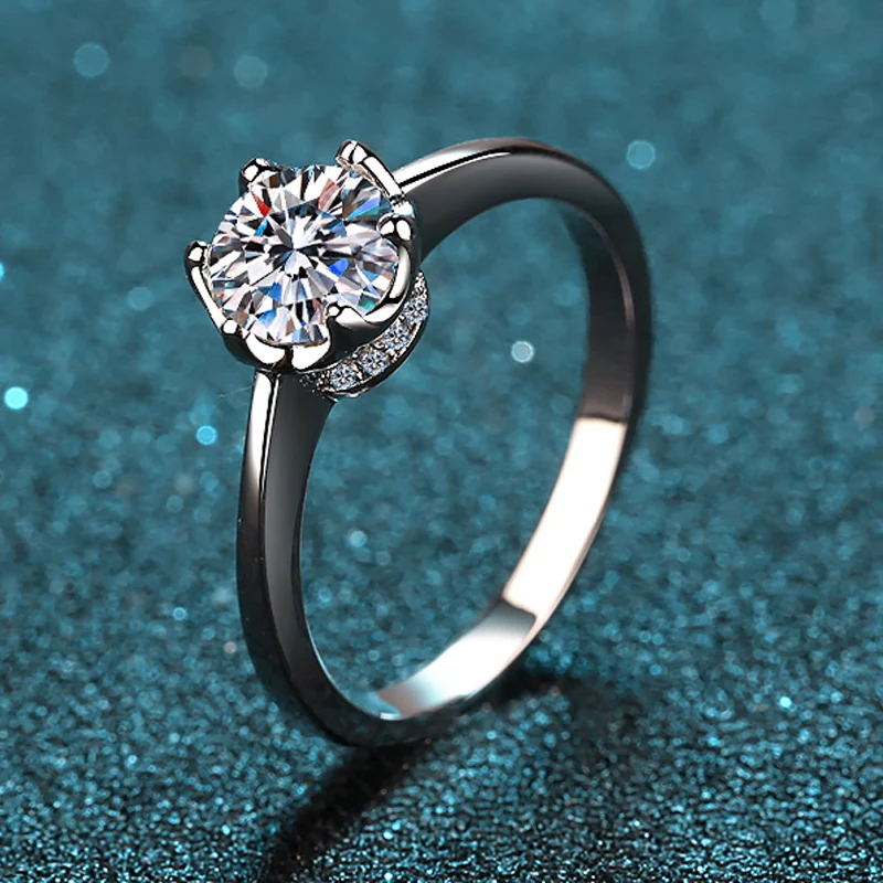 

Hot sale high cost performance 925 sterling silver ring female moissanite micro inlay ring rhodium plated holiday gift