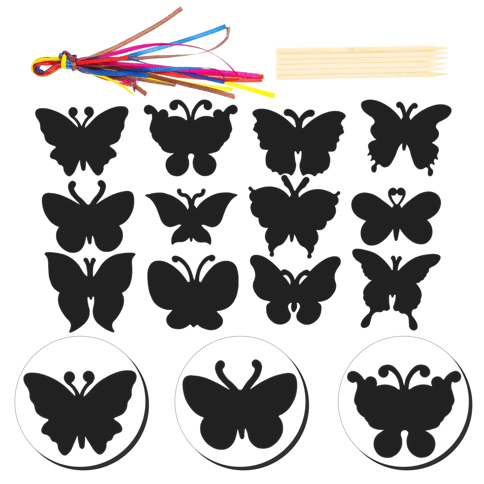 12 Pcs Butterfly Scratch Painting Card Multi-function DIY Crafts Paper Kids Portable Modeling