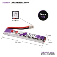 GAONENG POWER GNB 1S 3.8V 380mAh 60C PH2.0 Plug 4.35V Lipo Battery for UK65 US65 Happymodel Mobula7 Snapper BetaFPV 65S Drones