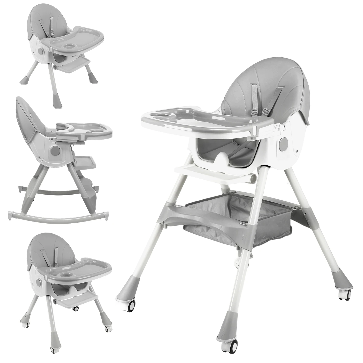 Chaises hautes 3 en 1 pour bébés et tout-petits, chaise haute pour bébé, Table d'apprentissage et chaise de voyage avec harnais de sécurité, plateau amovible