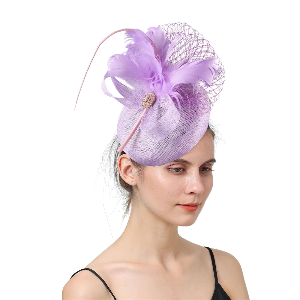 Women's High-Quality Sinamay Fascinator Hat Clip Church Wedding Cocktail Party Hair Accessory Bride Fedora Cap