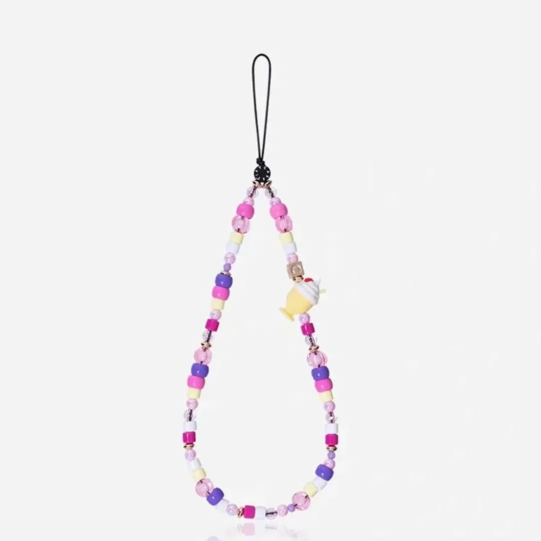 สายคล้องโทรศัพท์มือถือแบบยาวอเนกประสงค์ลายไอศกรีมน่ารักสำหรับโทรศัพท์สายคล้องข้อมือ iPhone สำหรับ Samsung Galaxy