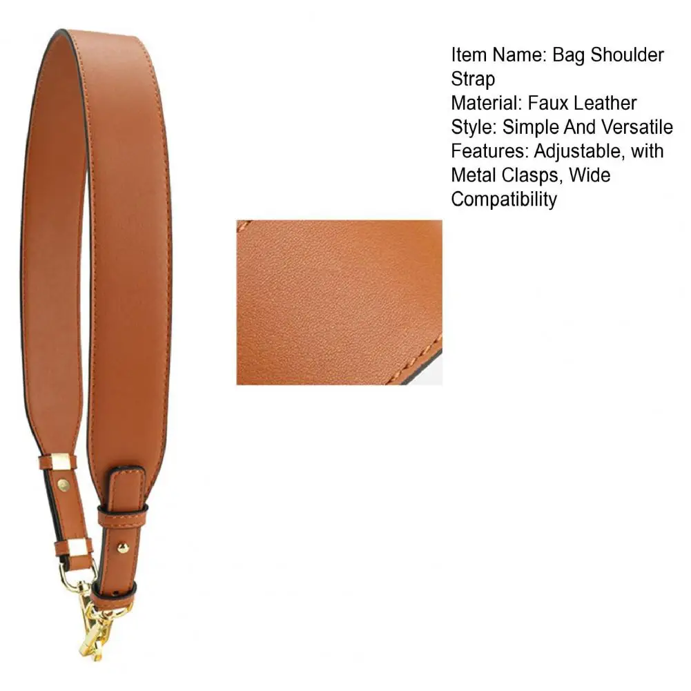 Crossbody Bag Strap Replacement Shoulder Strap Adjustable Faux Leather Purse Strap with Metal Clasps Replacement for Handbags