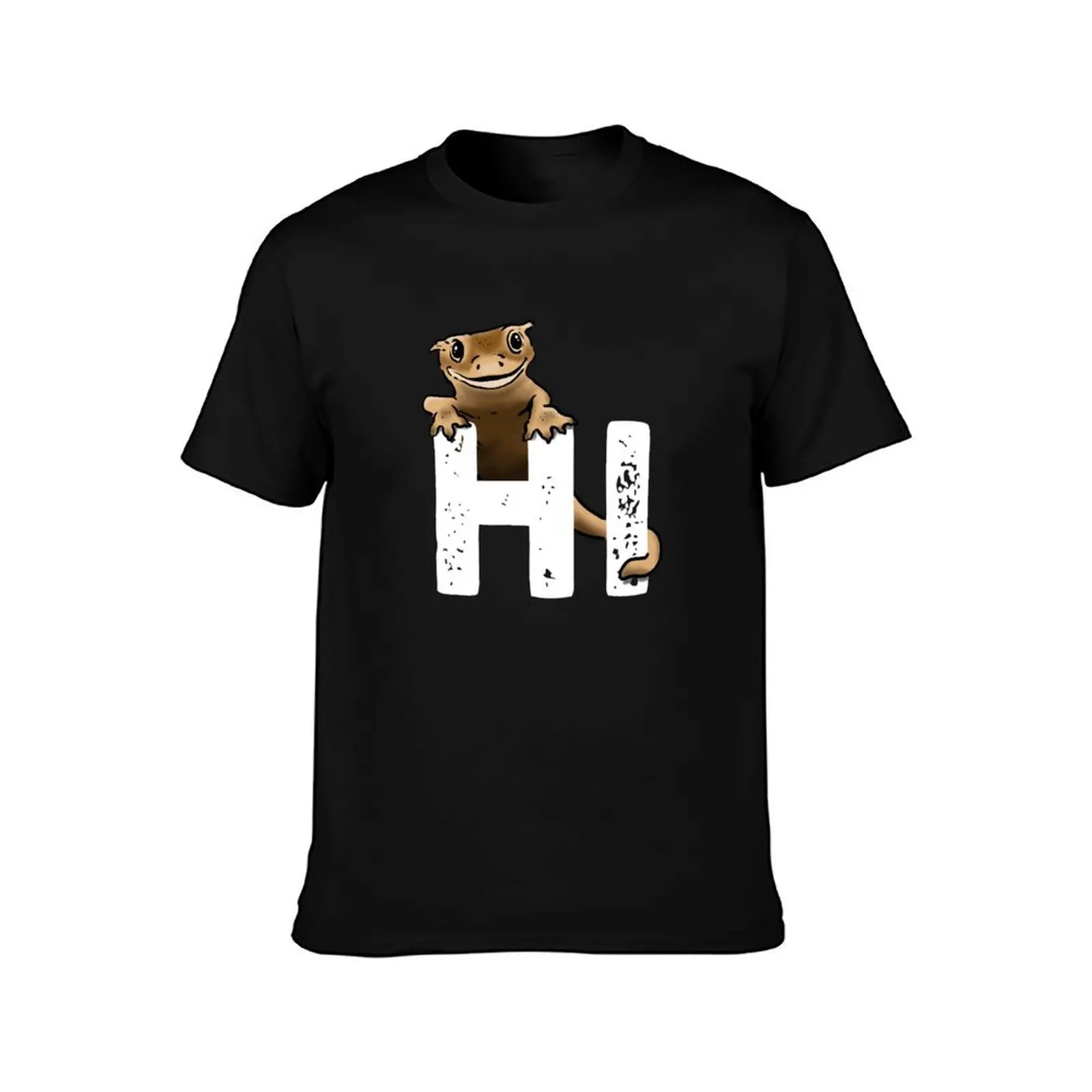Cute Smiling Crested Gecko, Happy Gecko, Crestie T-Shirt, Summer Casual Cotton Tee, Oversized Streetwear Tops, Unisex Men Women