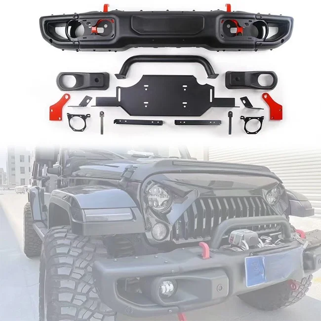 

4x4 Car Offroad Accessories Car 2007-2017 10th Anniversary Steel Aluminum Front Bumper for Jeep Wrangler JK Upgrade to JL