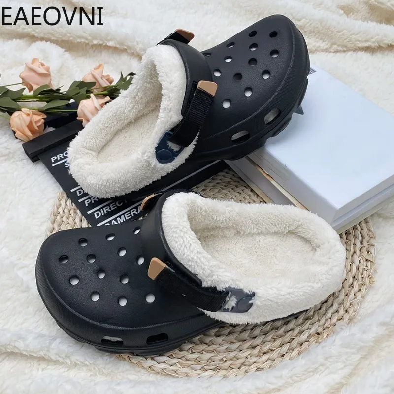 

Comfortable Men's Slipper Velvet Thickening Shoe for Men Anti-wear Warm Plush Eva Couple Slippers Popular Model Easy To Clean