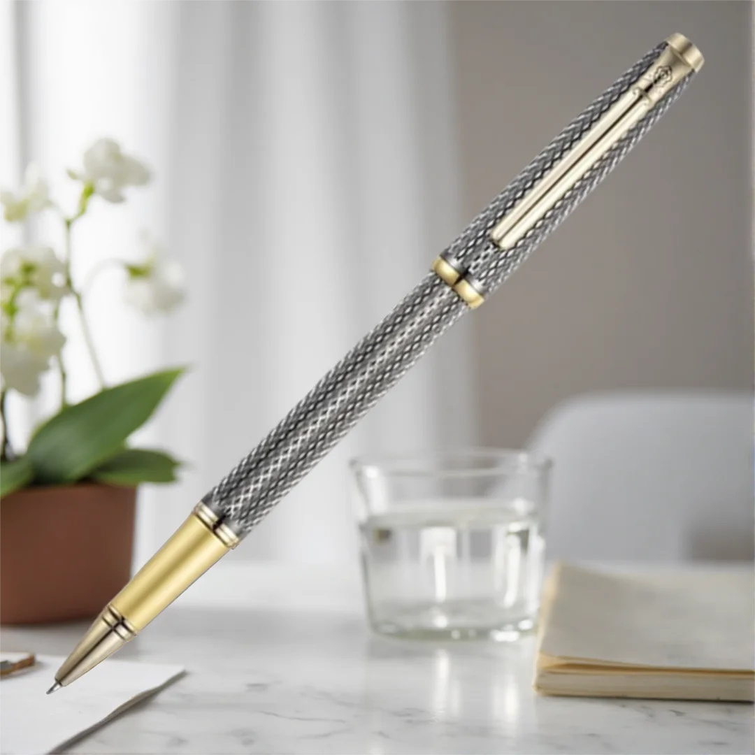 

Ручка-роллер Montagut Business с серебряной и золотой отделкой, иридиевым стержнем, изысканный канцелярский подарок для письма