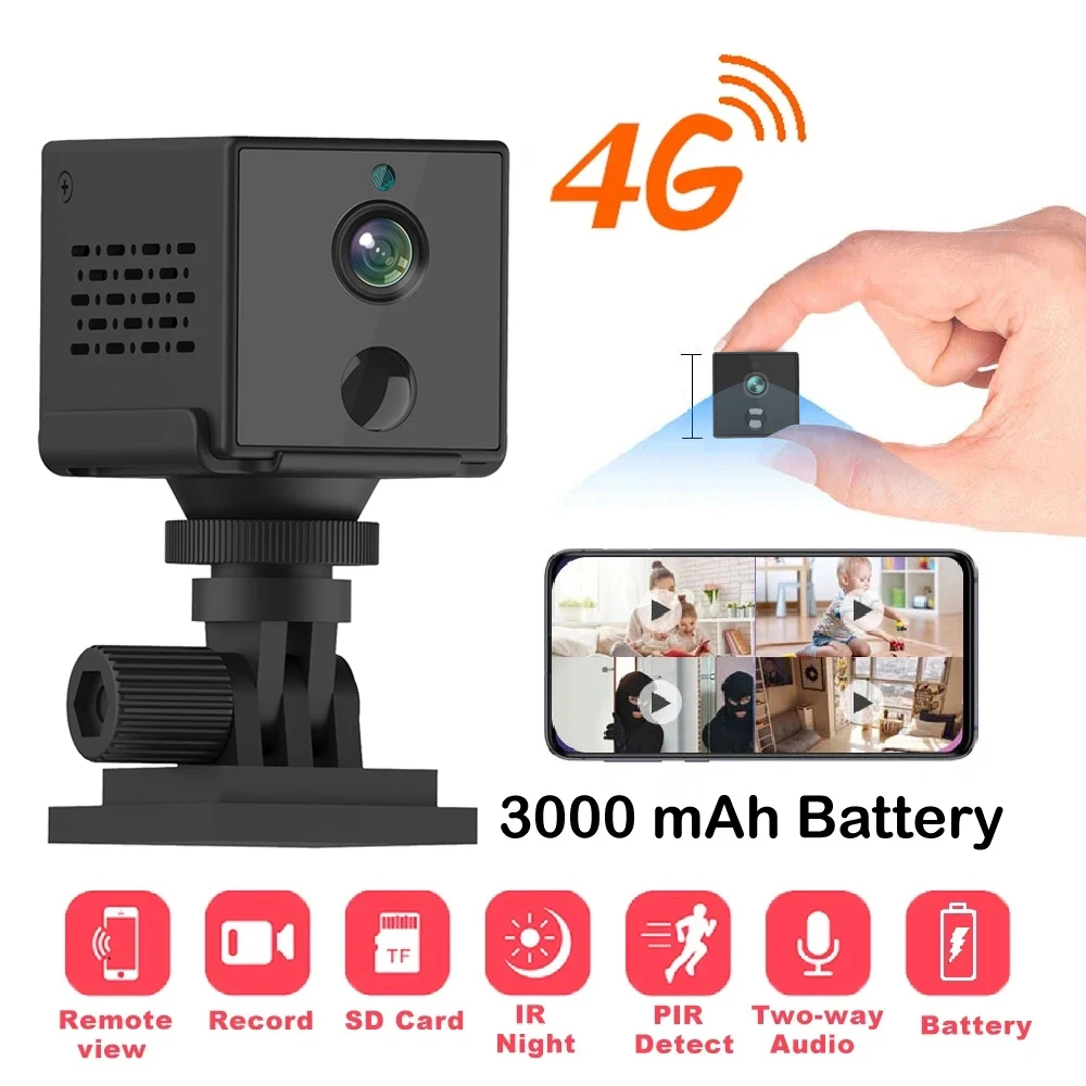 5MP 4G Carte SIM Mini Caméra Intégré 3000mAh Batterie PIR Détection Humaine WIFI Sécurité Surveillance Caméra IP