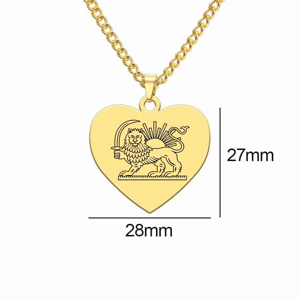 CoolTime Vintage Iranische Halskette mit historischem Löwen- und Sonnenherz-Anhänger für Damen und Herren, klassisches Iran-Symbol, Persien-Schmuck, Geschenk – Detail 10