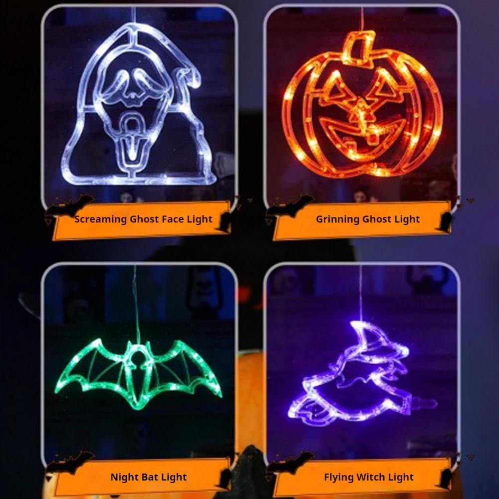 هالوين LED مصاصة مصباح نافذة معلقة اليقطين الساحرة كشر الخفافيش مصباح ليد ، هالوين شبح مهرجان متوهجة شفط كأس الخفيفة #4