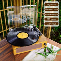 Bluetooth Vinyl Record Player 3-speed Turntable with Stereo Built-in Speakers with RCA Line Output AUX Input Headphone Jack