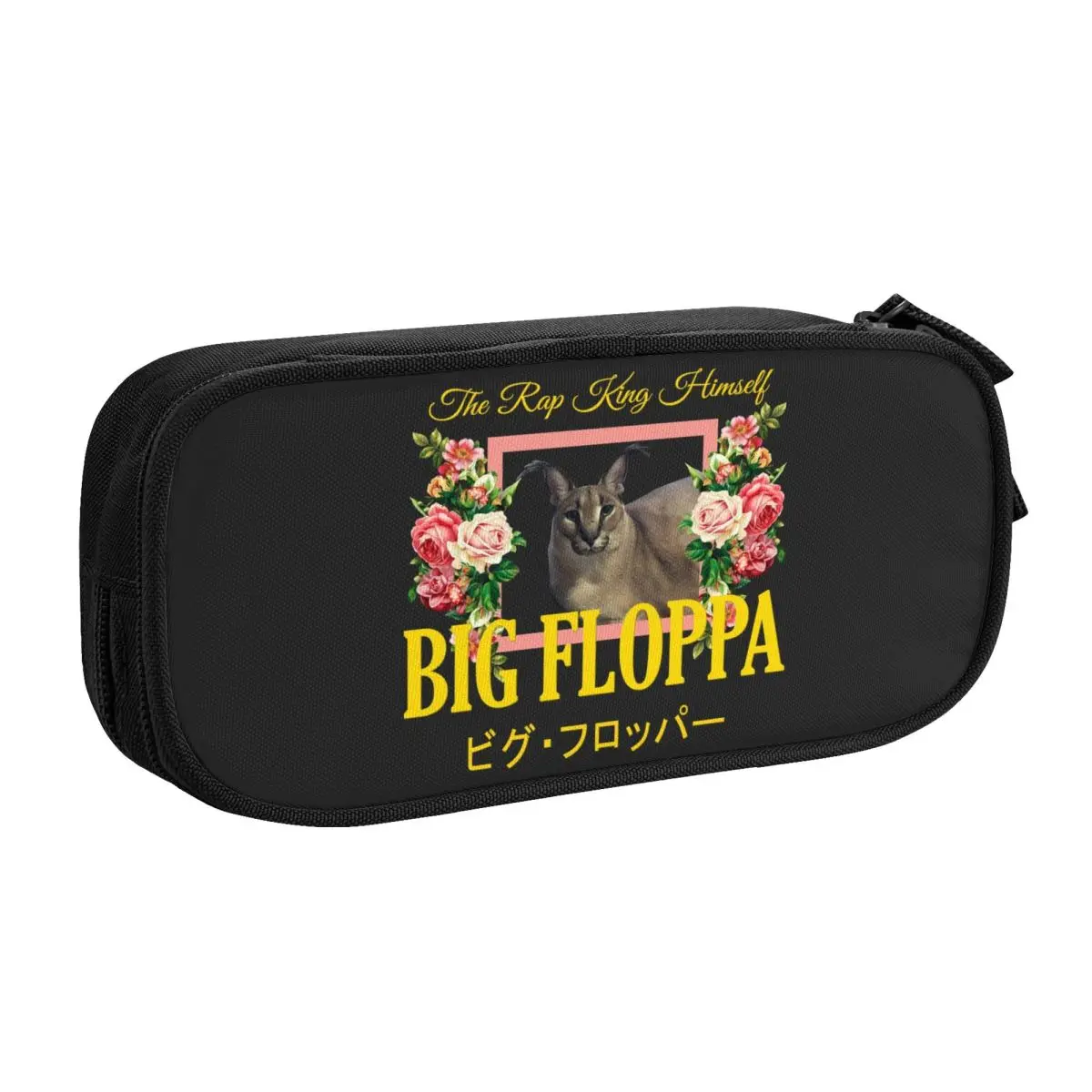 Customized Cute Big Floppa Floral Aesthetic Pencil Cases for Boys Gilrs Big Capacity Cat Meme Pencil Box School Accessories