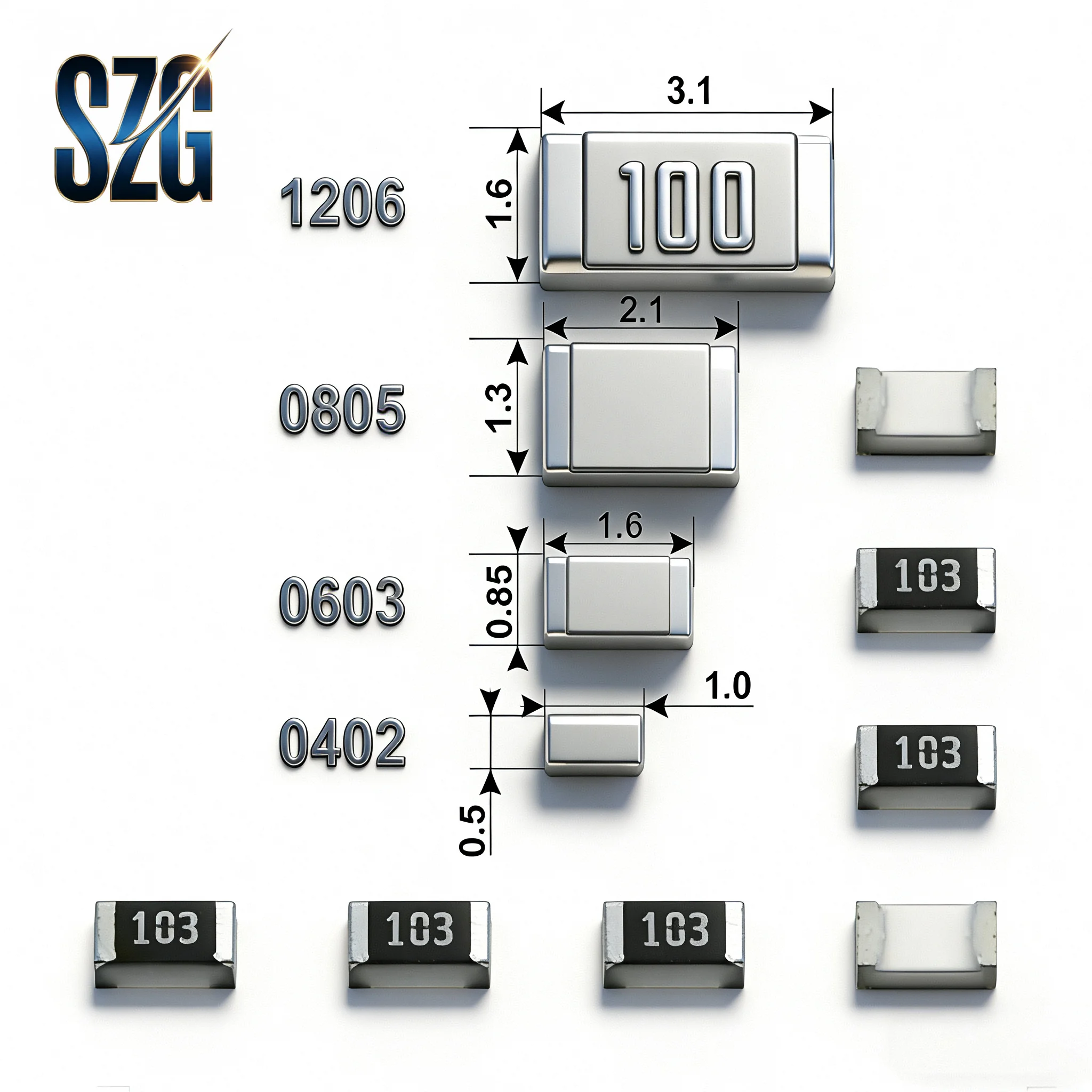 100 szt./partia rezystor ceramiczny SMD 0603 0R 10R 47R 100R 220R 330R 470R 680R 1K 2.2K 4.7K 5.1K 6.8K 10K 100K 1M 2M 5.1K 6.8M 10M — zdjęcie produktu 5