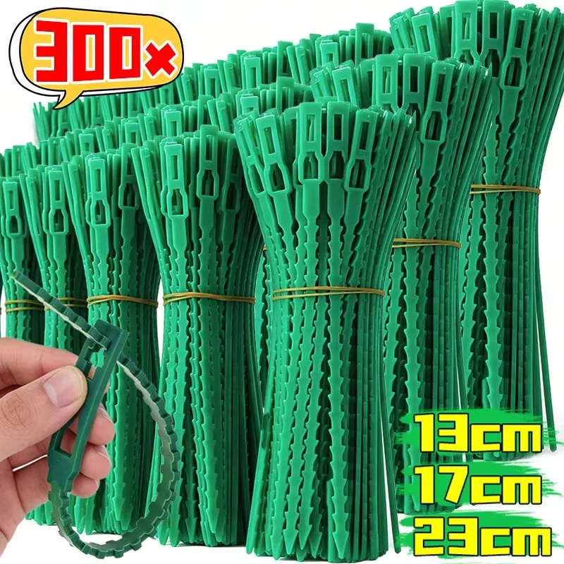 13/17/23cm Reusable Green Plants Cable Ties Self Locking Wrap Rings Fastener Adjustable Plant Vine Tree Shrubs Support Organizer