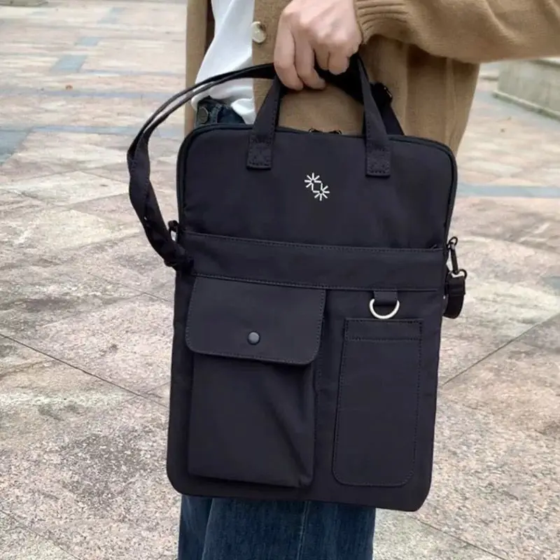 حقيبة كمبيوتر محمول بجيب أسود من Ins، سعة كبيرة، حقيبة كمبيوتر لوحي MacBook Air 13، حقيبة كمبيوتر محمولة للأعمال، حقيبة يد للركاب