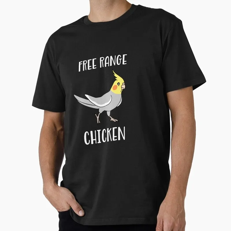 Free Range Chicken Cockatiel Funny Parrot Gift T-shirt for Birds Lover Short Sleeve Graphic Clothes All Size Tops Unisex Tee