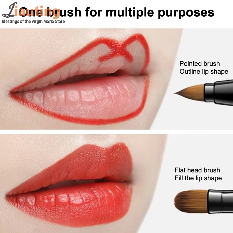 Portable Double Head Mini Lip Brush Scalable Carry Lid Lipstick Brush Concealer Brush Girl Lip Gloss Smudge Makeup Brush