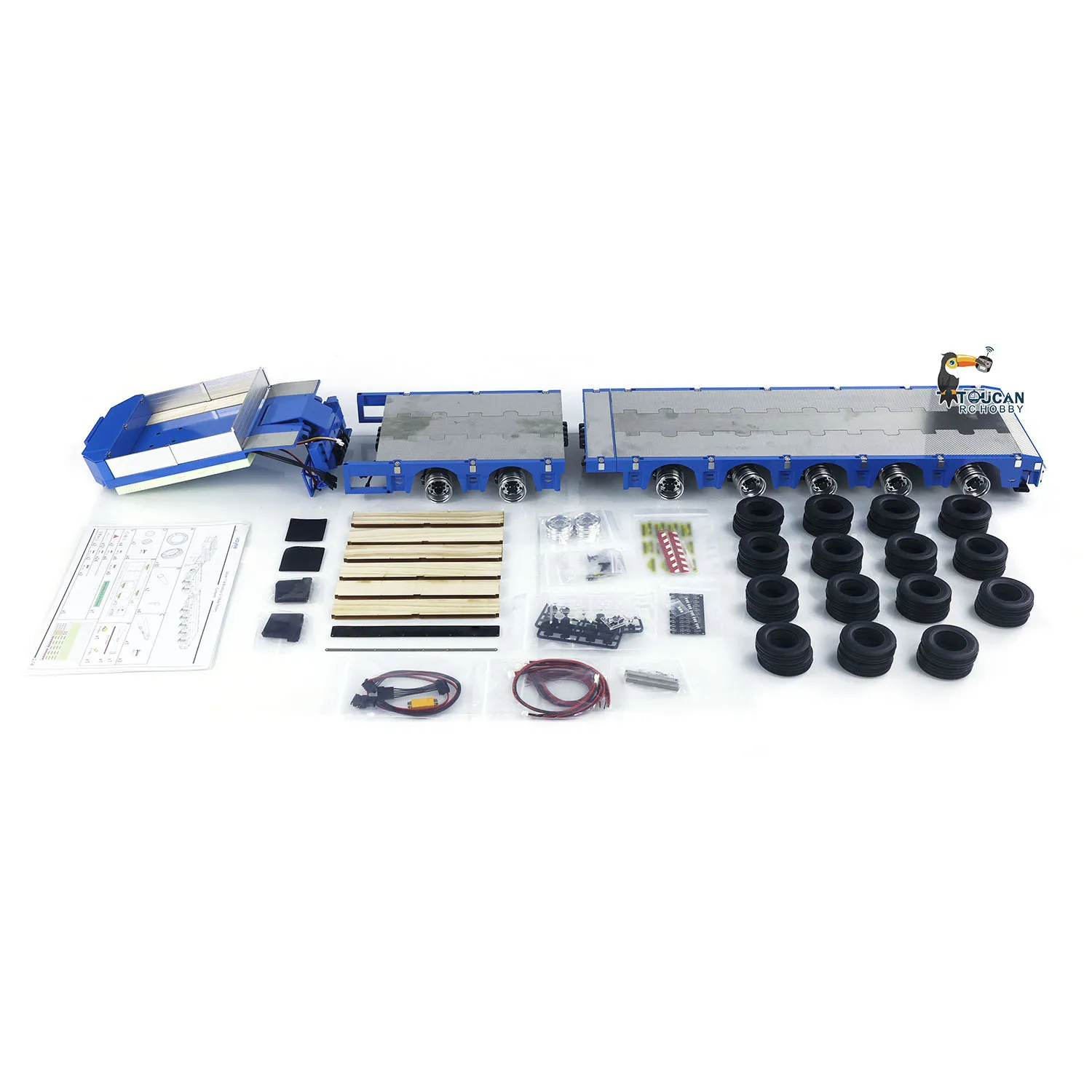 

1/14 2 + 5 осей RC металлический прицеп Lowboy для трактора, самосвал, экскаватор-погрузчик, бульдозер, строительная модель TH24690-SMT6