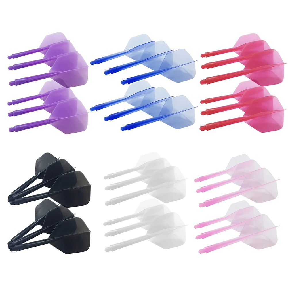 6Pcs Integrated Dart Shaft and Flights Standard Shape 2BA Screw In-one Dart Flight Anti-Fall Transparent Dart Accessories Kit