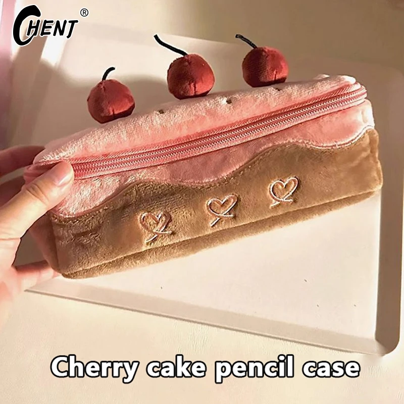 Imagem -05 - Bolsa de Armazenamento de Desktop para Meninas Bolo de Cereja Bonito Bolsa de Caneta de Alta Beleza Desenhos Animados