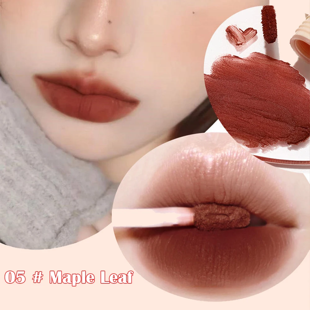 Matte Velvet  Liquid Lipstick Soft Cream Texture Nude Long Lasting Lip Gloss Waterproof Red Lip Tint Cute Women Makeup 6 Colors