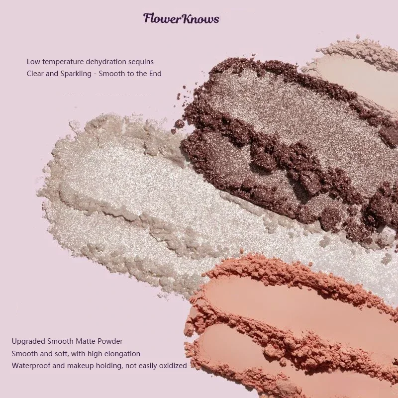 Flower Knows Midsummer Fairytales Embossed Five Color Pressed Glitter Eye Shadow Natural Shimmer Pigment Eye Shadow Pallete